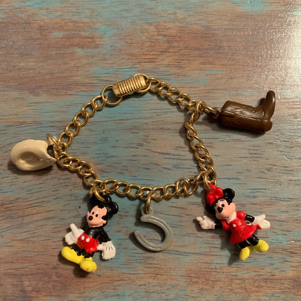 Vintage RARE Disney Mickey Minnie Cowboy Bracelet